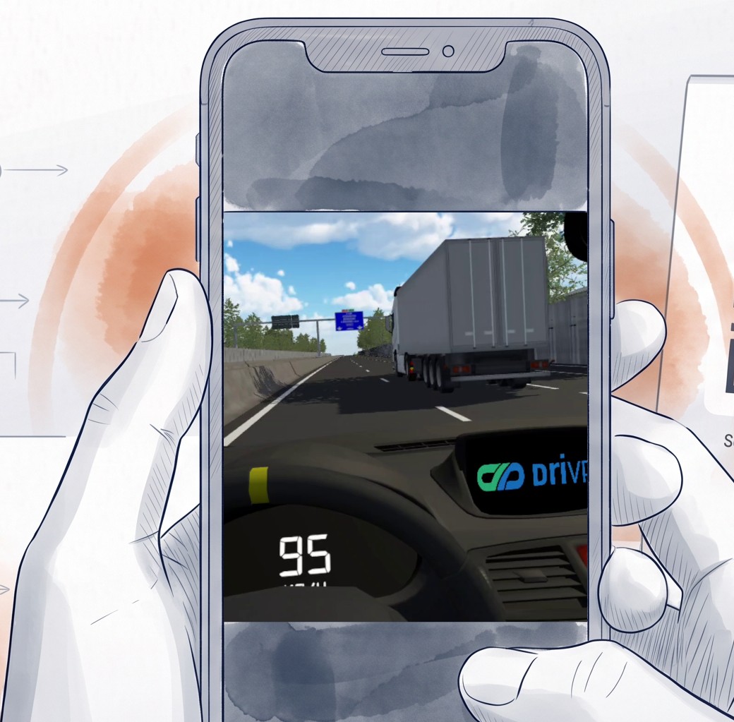 Un module vidéo de situation de conduite, ouvert sur un téléphone.